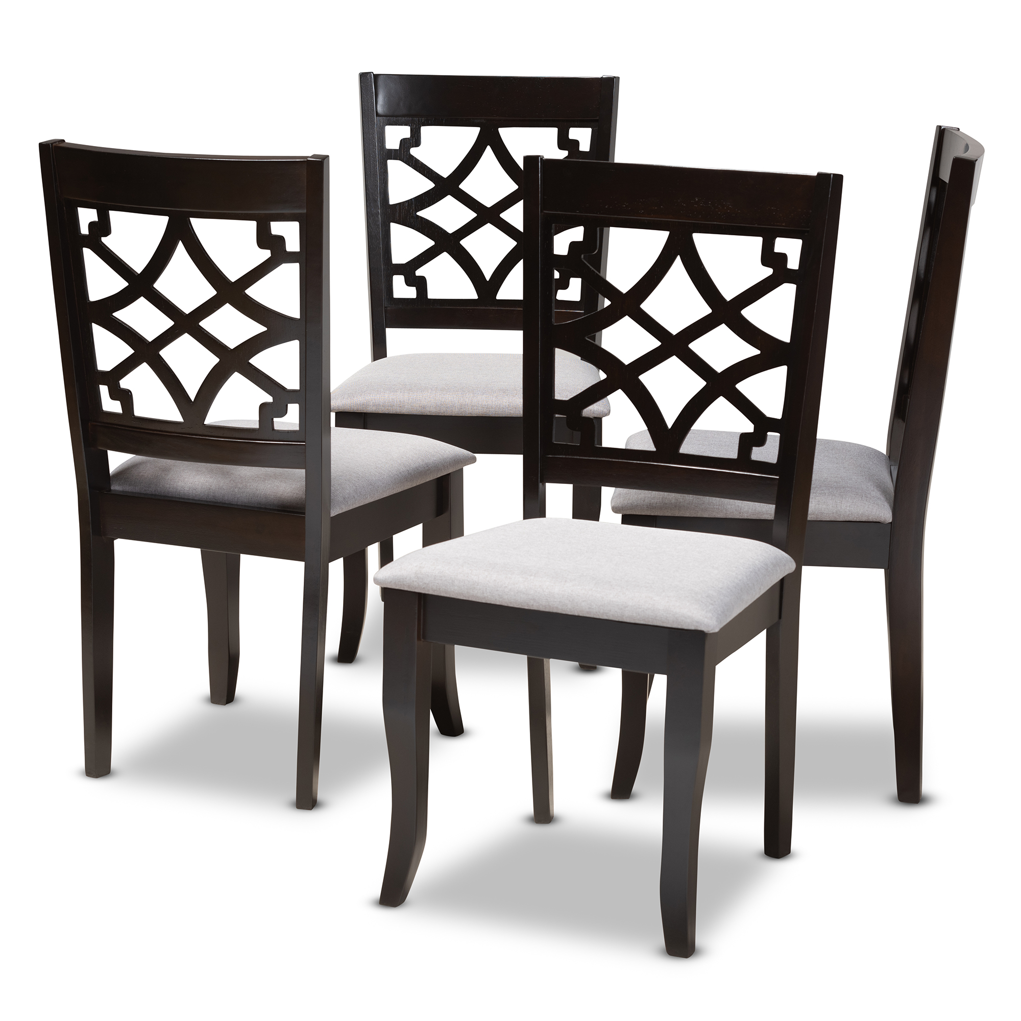 Baxton Studio Mael Modern and Contemporary Grey Fabric Upholstered Espresso Brown Finished Wood Dining Chair (Set of 4)